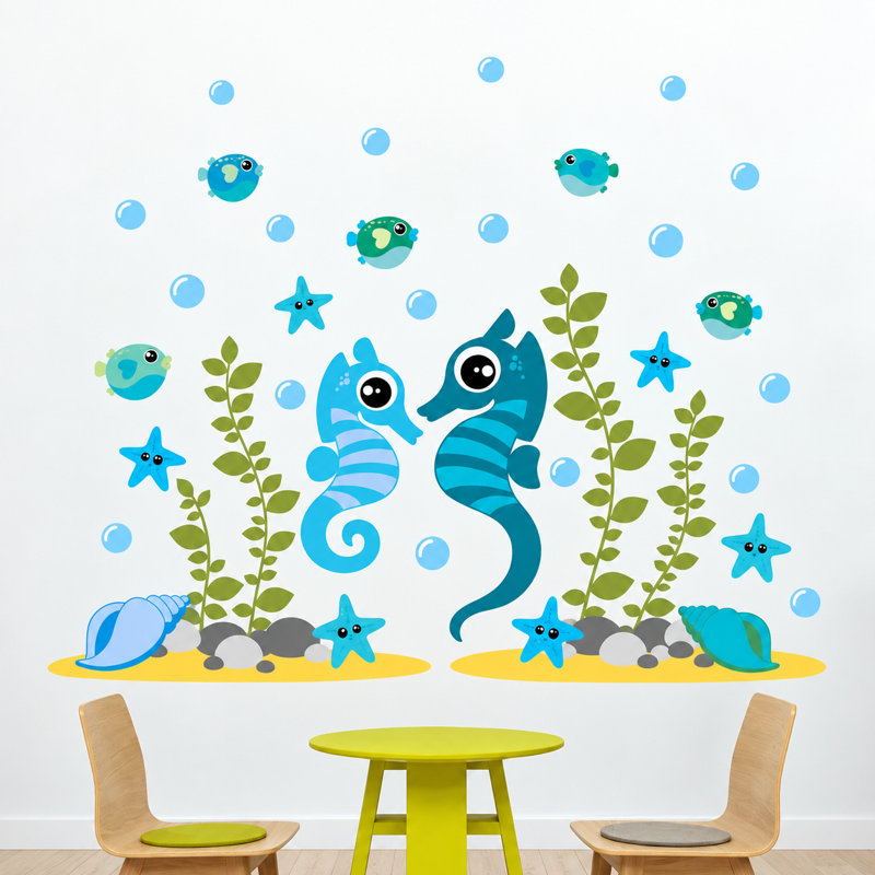 Décalcomanie murale en vinyle océan hippocampe, Schéma B