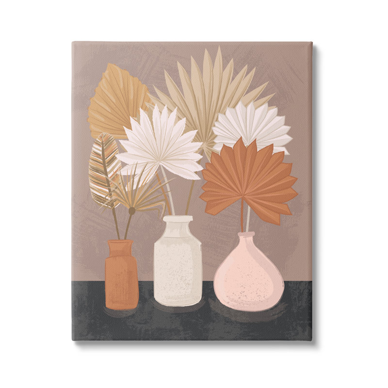 Feuilles de palmier en pot, Plaque murale, H 16 po x l 16 po x P 1,5 po