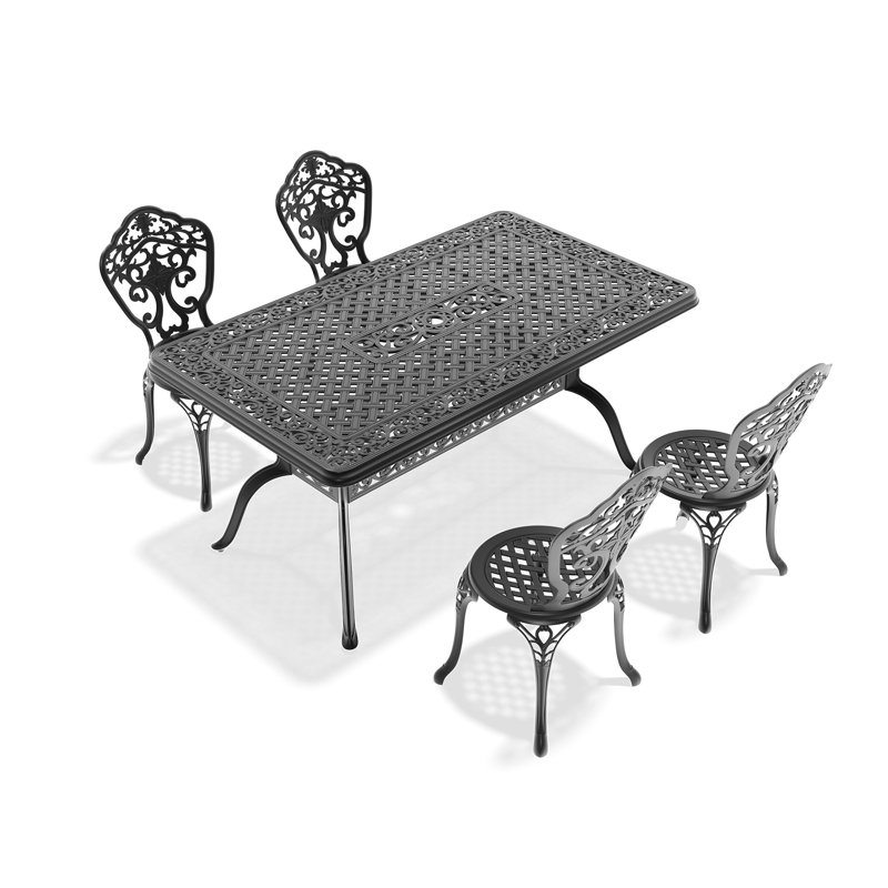 Ensemble de salle à manger toutes saisons 5, en fonte d'aluminium, noir, 4