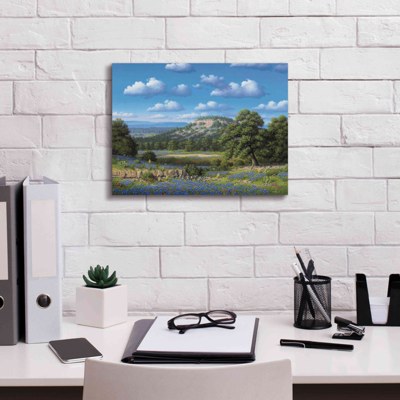 «Blue Bonnet Hill» par R. Hed, art mural sur toile, L 16 po x H 12 po x P 0,75 po