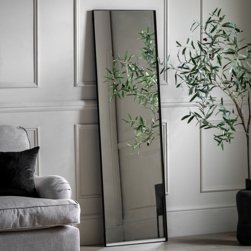 Frine Metal Rectangle Wall Mirror, Black