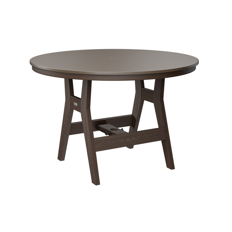 Table de bar ronde 48 po Berlin Gardens Harbor, Bronze martelé, Imbuia, H 38,87 po x l 48 po x P 48 po