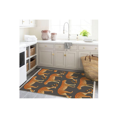 Tapis décoratif moderne à motif léopard lavable à la machine