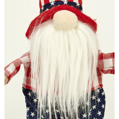 9" Patriotic Tabletop Gnome Holding Flag