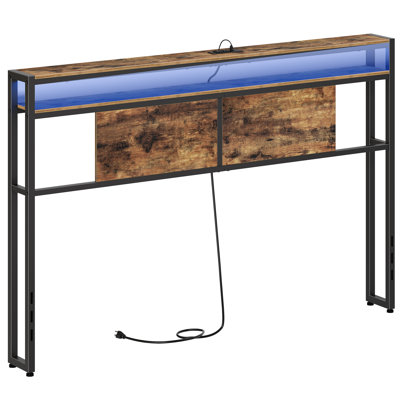 Lutske 40"H Metal Headboard with Charging Station and LED Strip 