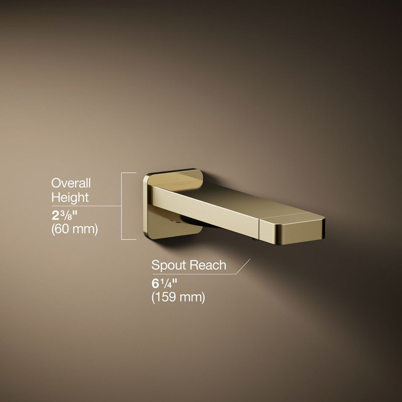 Parallel Wall Mounted Tub Spout Trim, Vibrant French Gold