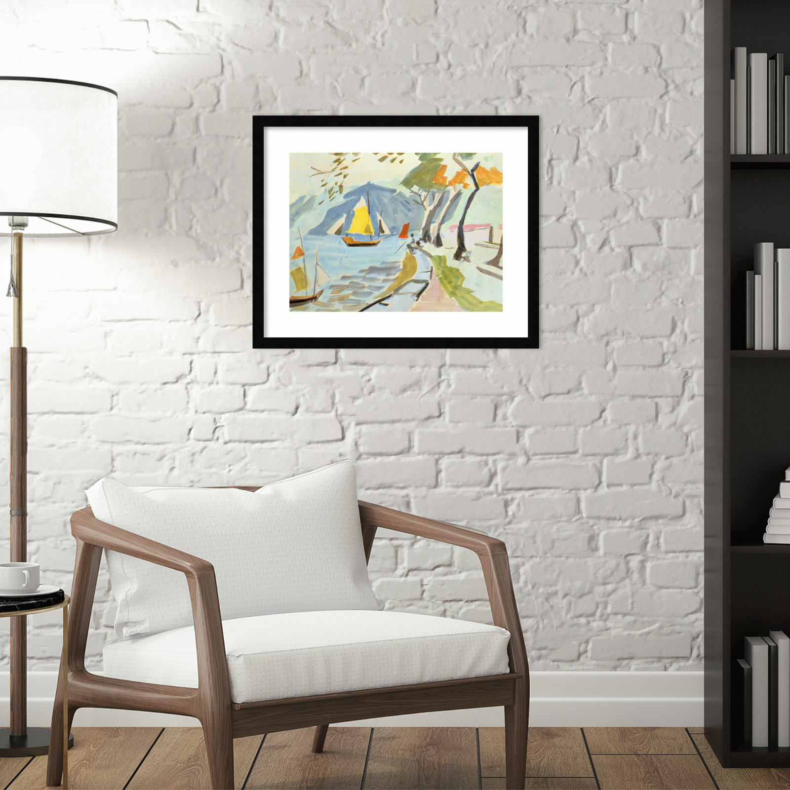 Macau Shoreline Print by Anne Durham, 17" H x 21" W x 1" D, Black