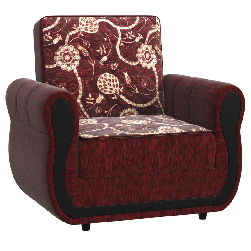Fauteuil-lit rembourré convertible avec rangement, Chenille bourgogne