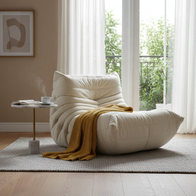 Yatra White Velvet Lounge Chair