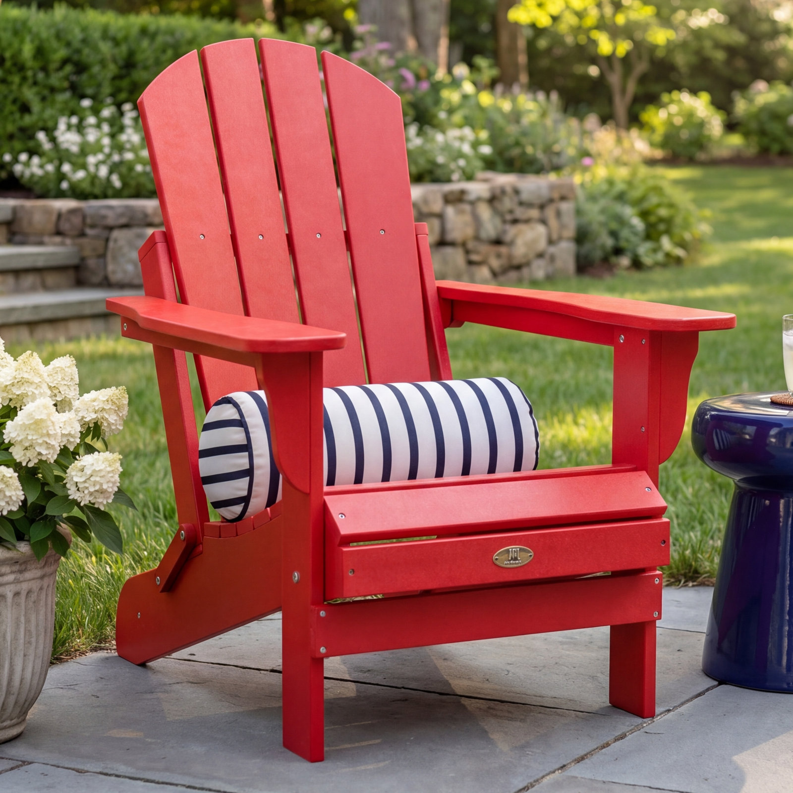 Berngar Foldable Outdoor Adirondack Chair, Red