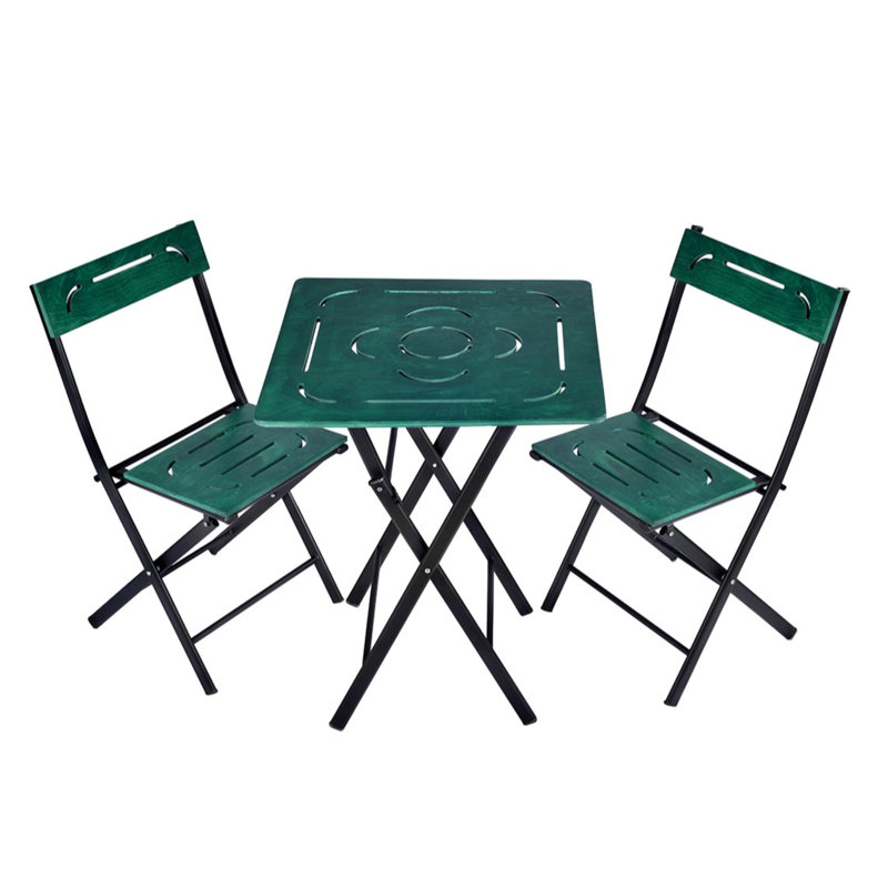 Kincannon 2 - Person Patio Dining Set with Square Table, Black, Green