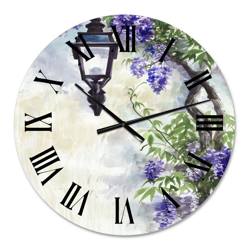 Lilac Lantern Vintage Impression - Horloge murale traditionnelle, Moyen