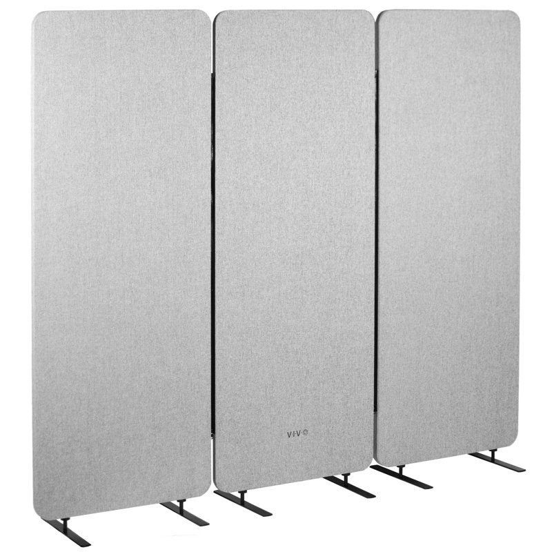 Gray 72" x 66" Freestanding Acoustic Privacy Panel Room Divider