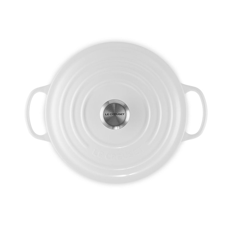 Le Creuset Signature Enameled Cast Iron Round Dutch Oven with Lid, 5.5 quarts, White