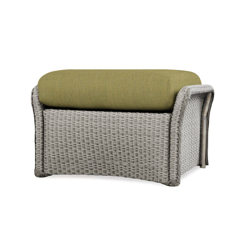 Weekend Retreat Outdoor Ottoman, Flagship Lapis Sunbrella®, Pewter