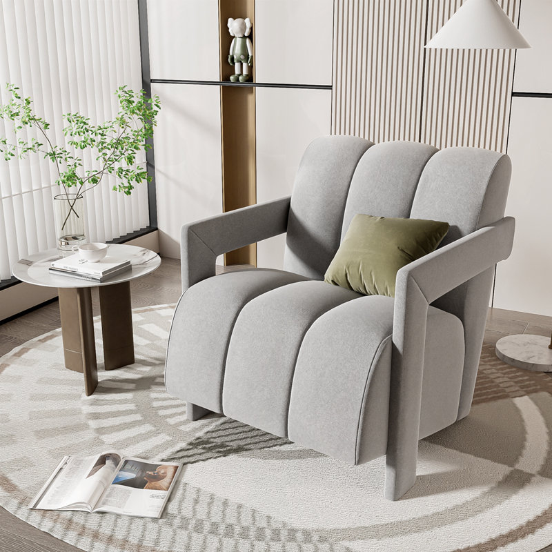 Fauteuil de loisir moderne 26,3 po, Polyester gris