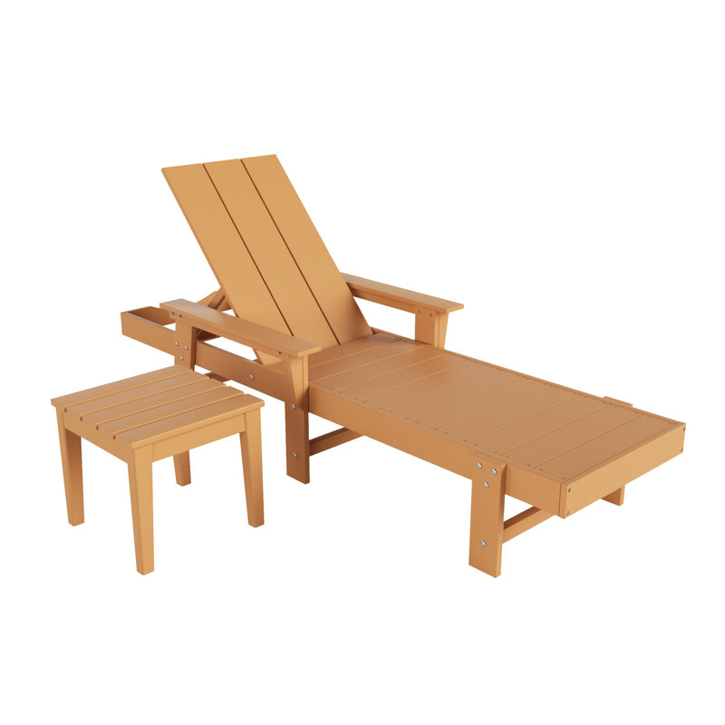 Joubert Outdoor Chaise Lounge Set with Table, Teak