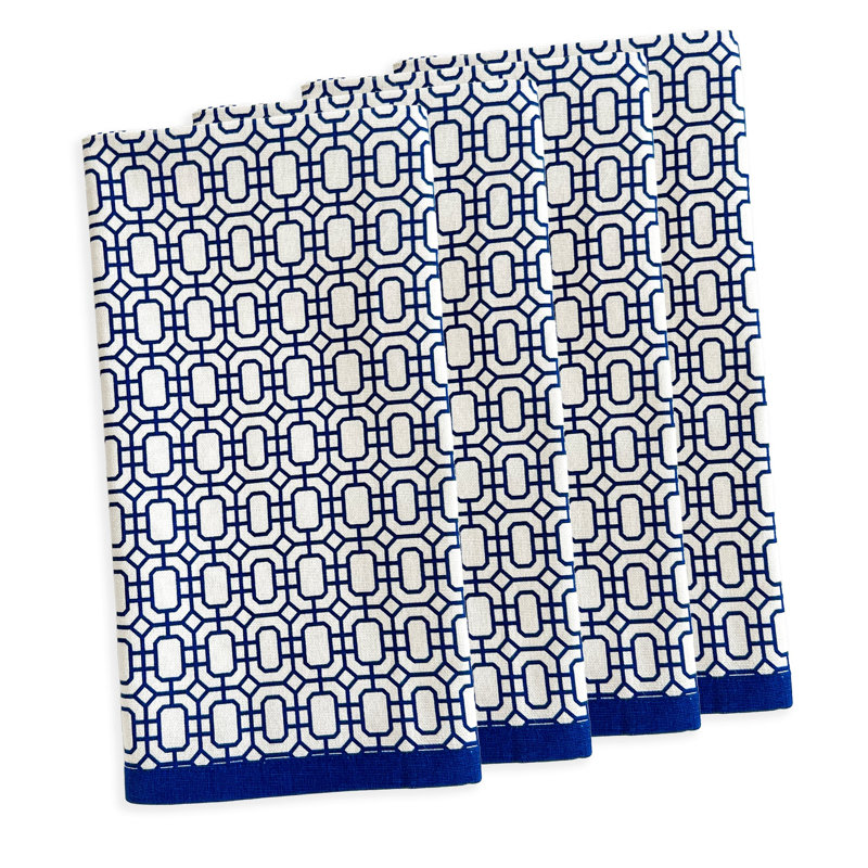 Newport 100% Cotton Square Napkins, Blue/White
