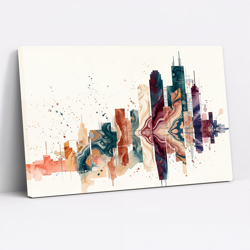 Art mural marbré, bleu sarcelle et rouille, H 24 po x l 36 po