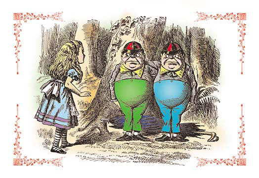 «À travers le miroir: Tweedledum et Tweedledee» par John Tenniel, impression