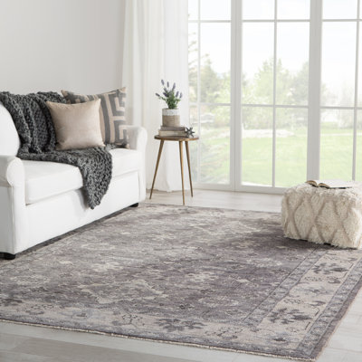 Tapis gris à motif de médaillon noué à la main Salinas (6 pi x 9 pi)
