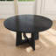 Table de salle à manger ronde pour 4 personnes, table de cuisine de ferme, table circulaire en panneau de fibres à densité moyenne avec finition grain de bois, capacité de poids de 300 lb, assemblage facile pour la salle à manger, la cuisine et le salon (noir)