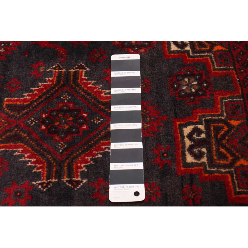 Tapis noir / rouge 3 pi 3 po x 6 pi 3 po One-of-a-Kind