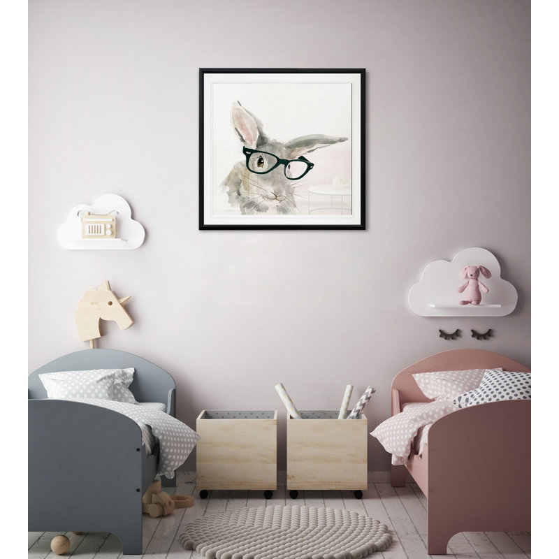 « jolie critter lapin », art sur toile, H 26,5 po x l 26,5 po x P 1,5 po, Cadre plastique noir
