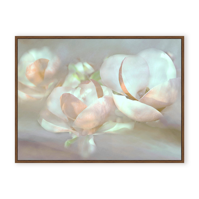 Nature Inspired Magnolia Dreams, 24" H x 30" W x 1.125" D, Framed Matted Print, White