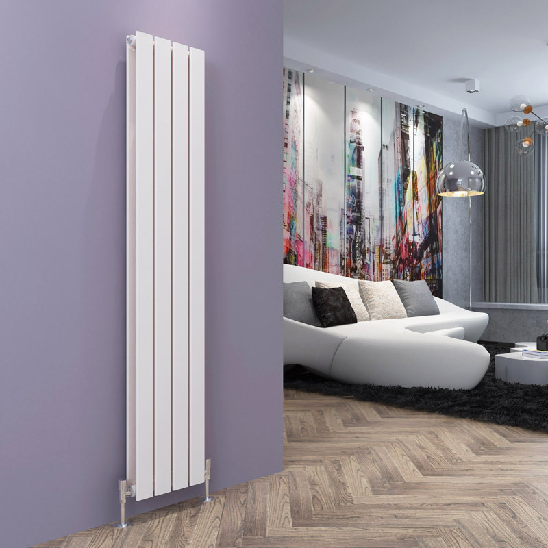 Chasity Vertical Designer Radiator, White, 180cm H x 45.2cm W x 4.9cm D, 1