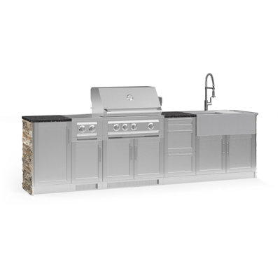 Outdoor Kitchen Signature Series 10 Piece Cabinet Set with 33 in. Natural Gas Platinum Grill -  NewAge Products, 69078