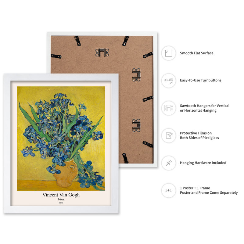 Van Gogh - Iris No3, Poster, White Framed, 11"H x 14"W