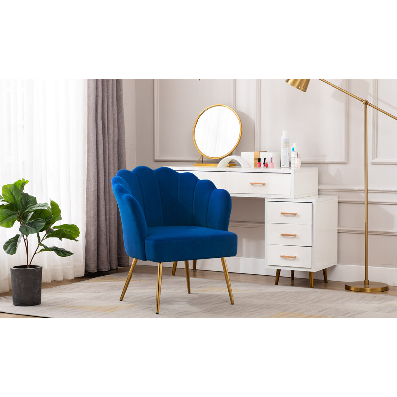 Fauteuil demi-tonneau 26,75 po, Velours bleu