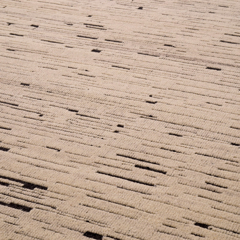 Talitha Hand Knotted Wool Abstract Area Rug in Black/Ivory, Rectangle 6'6.74" x 9'10.11"