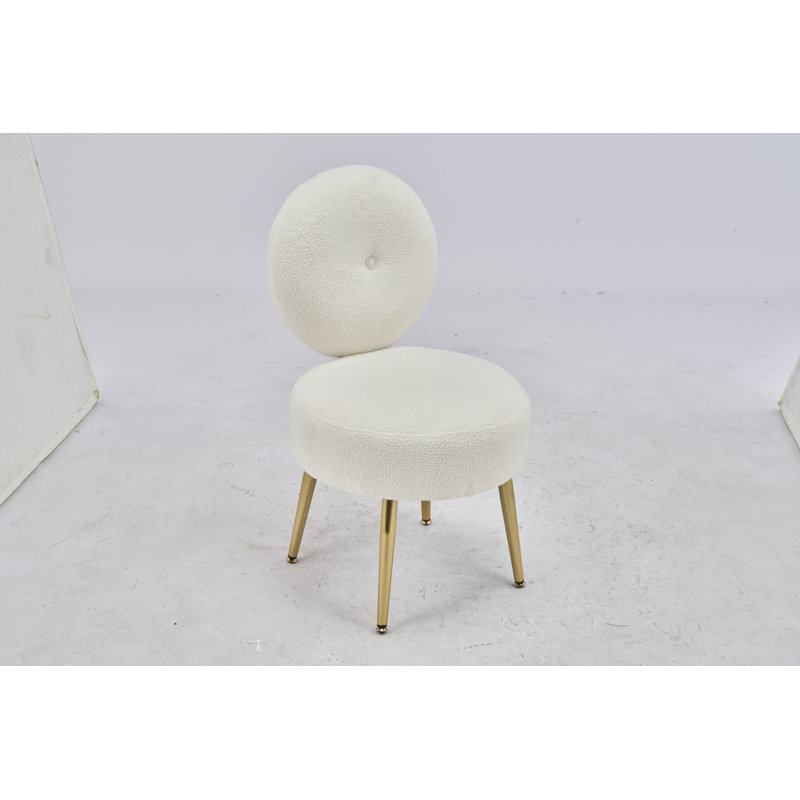 Chaise de coiffeuse avec tabouret d'appoint Noehly, Ourson blanc