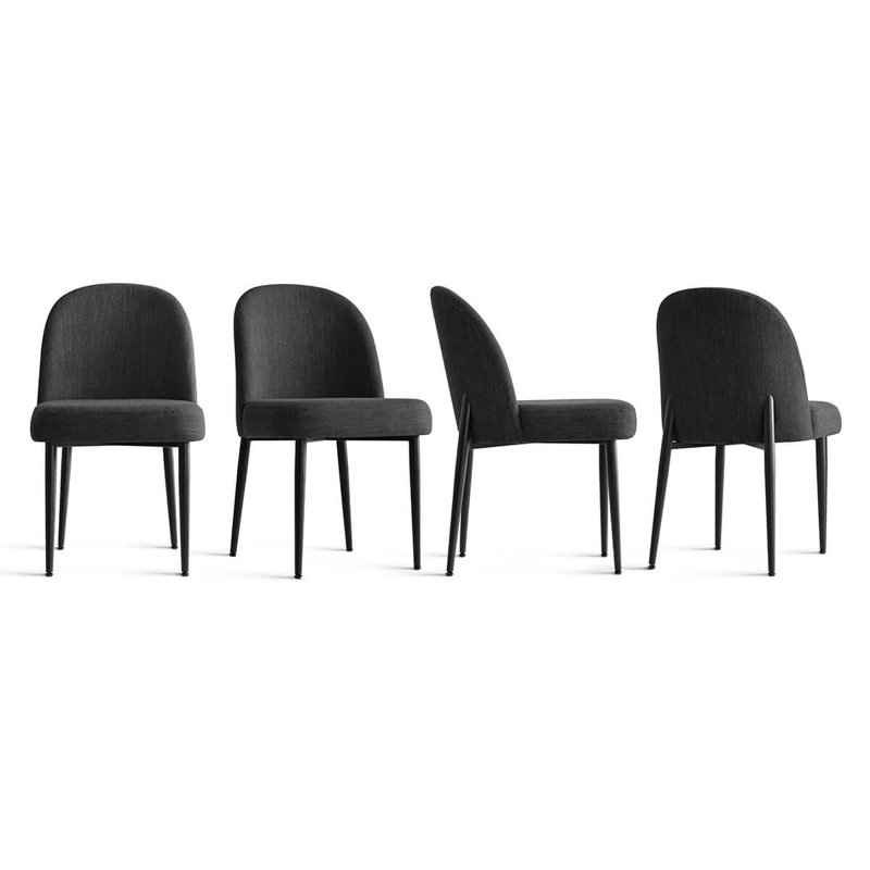  Linen Upholstered Parson Chair(Set of 4), Black