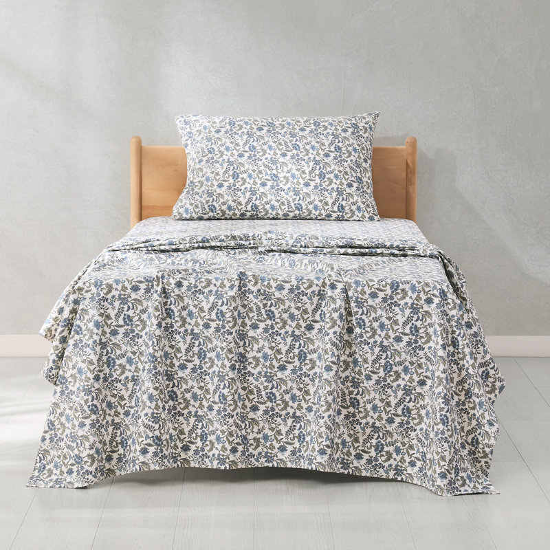 Ensemble de draps en coton Lillian, Ensemble de draps pour lit simple avec 1 taie d'or