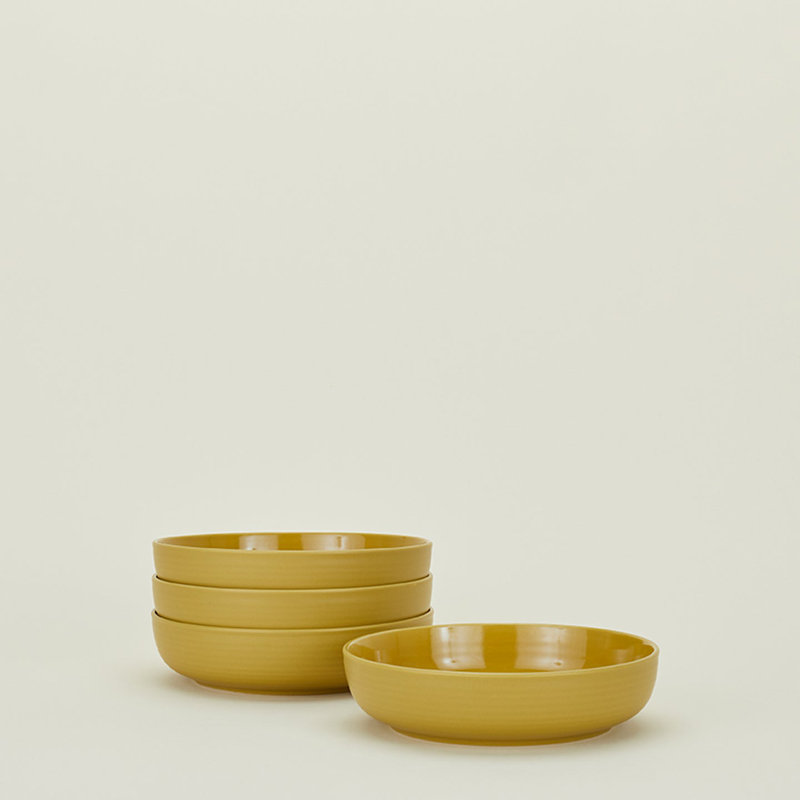 Essential Stoneware Dinnerware - Set of 16, Mustard