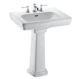 Promenade® Vitreous China Rectangular Pedestal Bathroom Sink with Overflow