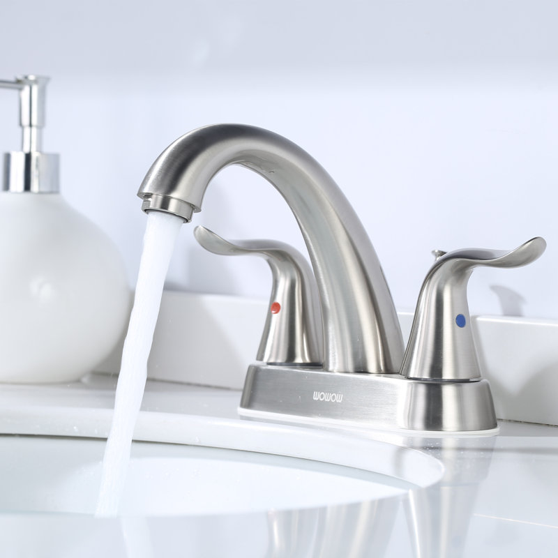 2-handle Bathroom Faucet with Drain Assembly, Brushed Nickel
