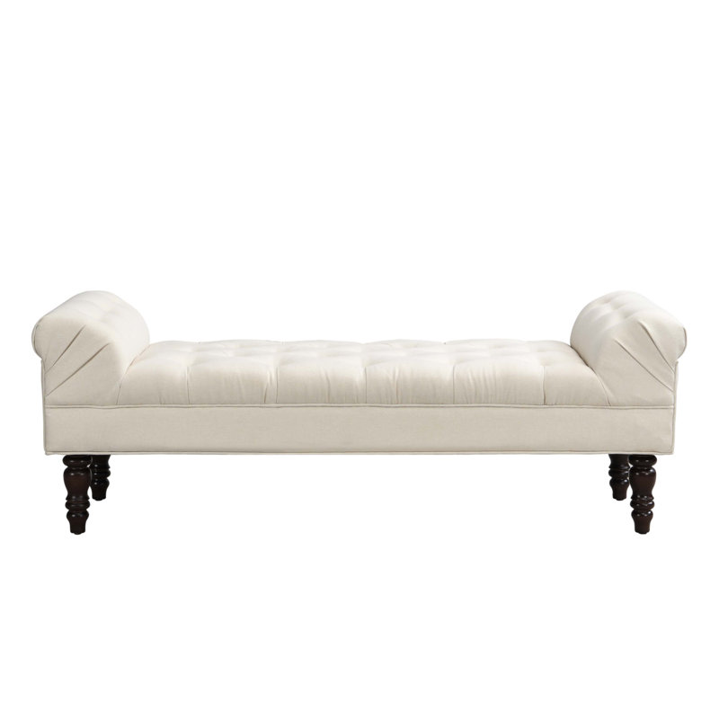 Banc de bout capitonné à boutons, Beige, Noir