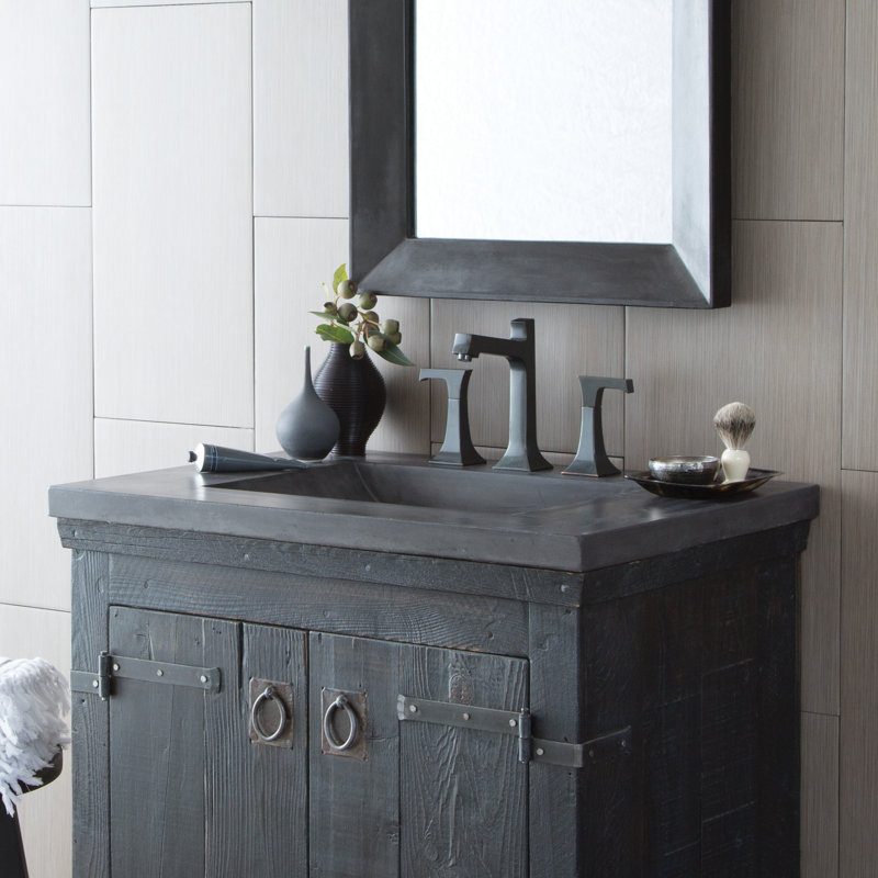 Plateau de meuble-lavabo en béton 30,5 po avec lavabo Palomar, Ardoise, Centres de 8 po