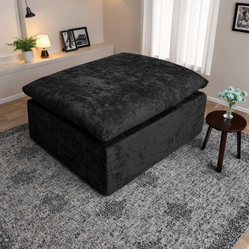 Repose-pieds modulaire en velours côtelé Corduroy, Noir