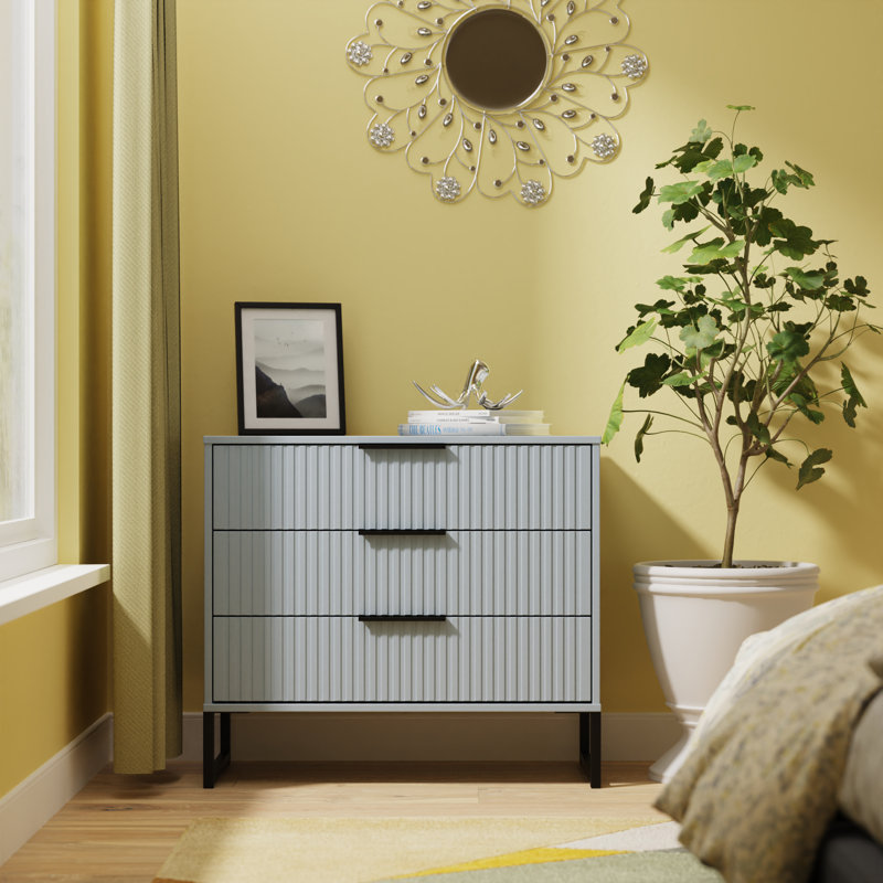 Bernat 77 cm W Chest of 3 Drawers, Blue