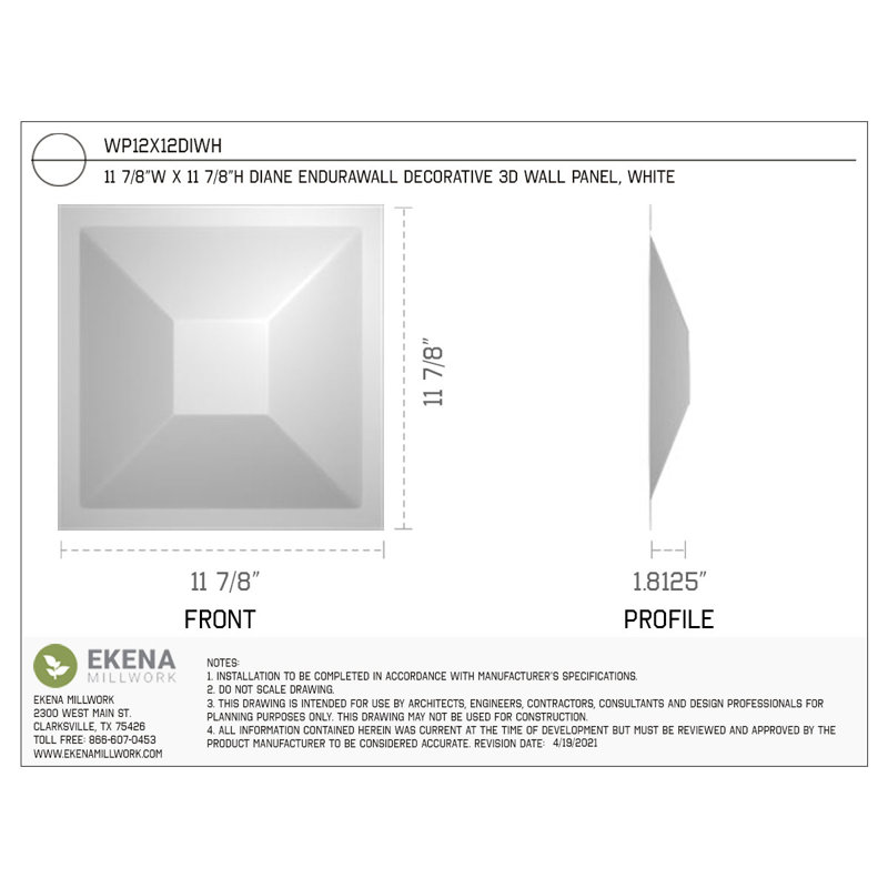 White 12" Square PVC 3D Wall Panels, Set of 10