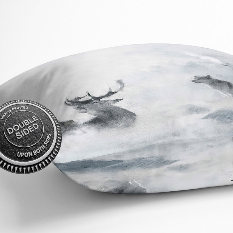 Wolves and Stag Scatter Cushion, 40cm H x 40cm W x 15cm D