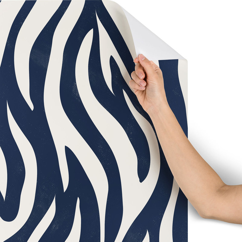 Papier peint à rayures de tigre bleu marine Avenie BR, 2 feet x 8 feet panel