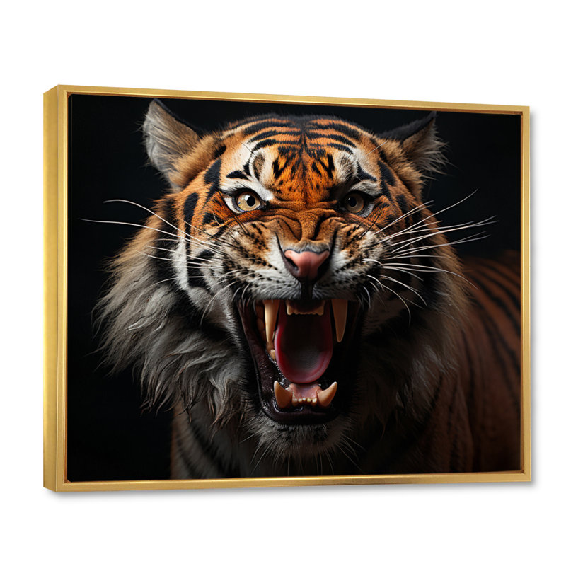 «Tiger Stripes Of Power II» sur toile, Cadre flottant doré, H 24 po x l 32 po x P 1 po