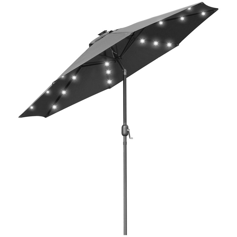 270cm Lighted Tilt Market Parasol, Grey