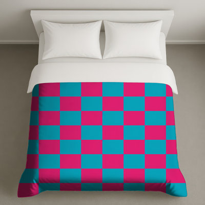 Pink Blue Checkered Duvet Covers